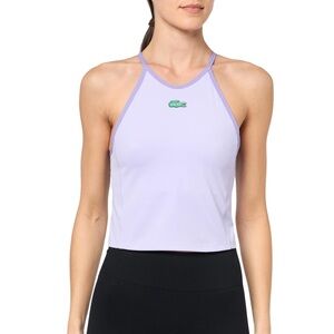 Lacoste Womens Halter Neck Sleeveless Slim Fit Classic T-Shirt, Lilac - Size M